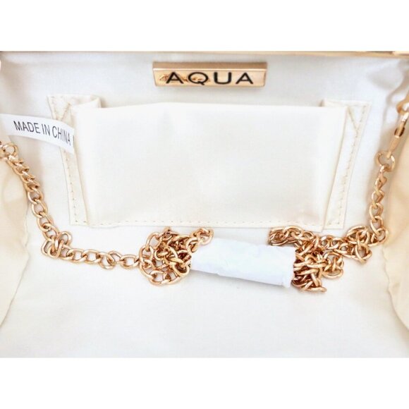 NEW! AQUA Crystal Embellished Minaudiere Clutch Gold - Picture 7 of 7